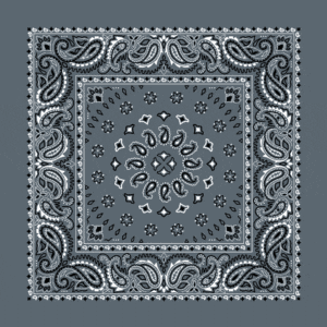 Square Burst Paisley Bandana Imported 100 22X22, 600Pcs/Case, Dark Grey