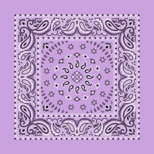 Square Burst Paisley Bandana Imported 100 22X22, 12 Pieces, Lilac