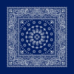 Square Burst Paisley Bandana Imported 100 22X22, 12 Pieces, Navy Blue