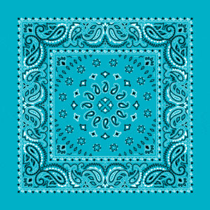 Square Burst Paisley Bandana Imported 100 22X22, 600Pcs/Case, Turquoise