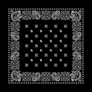 Square Paisley Bandana Imported, 22X22, 1 Piece, Black