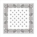 Square Paisley Bandana Imported 100% Cotton 1 piece White 22 x 22