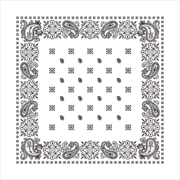 Square Paisley Bandana Imported 100% Cotton 1 piece White 22 x 22