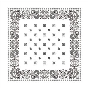 Square Paisley Bandana Imported, 22X22, 12 Pieces, White