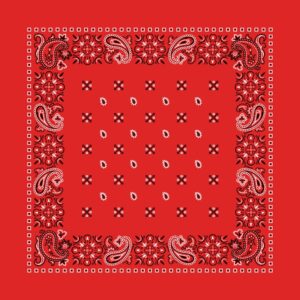Square Paisley Bandana Imported, 22X22, 600Pcs/Case, Red