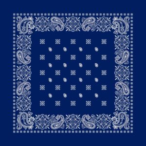 Square Paisley Bandana Imported, 22X22, 600Pcs/Case, Navy Blue