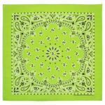 600pcs/Case, Western Paisley Bandana - Made in USA 100% Cotton, Lime Green, 22" x 22"