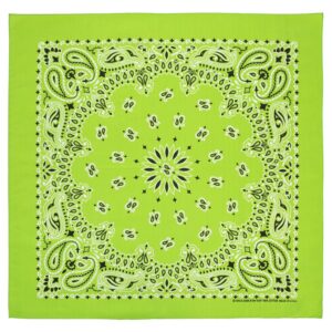 Western Paisley Bandana - Made In Usa , 22X22, 600Pcs/Case, Lime Green