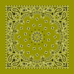 Western Paisley Bandana - Made In Usa , 22X22, 600Pcs/Case, Olive Green