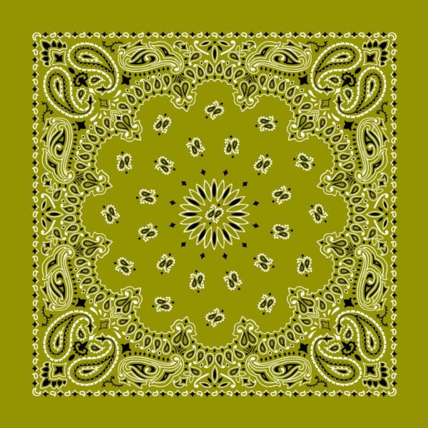 600pcs/Case, Western Paisley Bandana - Made in USA 100% Cotton, Olive Green, 22" x 22"
