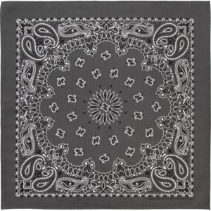 Cm Western Paisley Bandana, Imported, 27X27, 1 Piece, Charcoal Grey