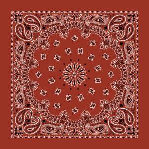 Western Paisley Bandana - Made In Usa , 22X22, 12 Pieces, Terracotta