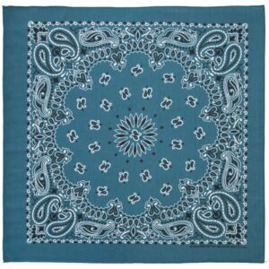 Western Paisley Bandana - Made In Usa , 22X22, 600Pcs/Case, Mirage Blue