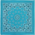 600pcs/Case, Western Paisley Bandana - Made in USA 100% Cotton, Turquoise, 22" x 22"