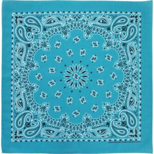 Western Paisley Bandana - Made In Usa , 22X22, 600Pcs/Case, Turquoise
