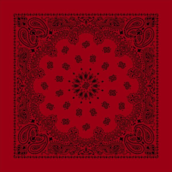 1 piece, CM Western Paisley Bandanas in Bulk Imported 100% cotton, Black on Red, 27" x 27"