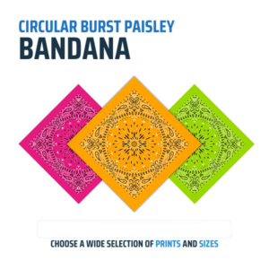 Circular Burst Paisley Bandana Imported 100% Cotton