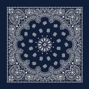 Western Paisley Bandana - Made In Usa , 22X22, 600Pcs/Case, Navy Blue