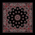 12 pieces, Western Paisley Bandana - Made in USA 100% Cotton, Black and Red (SS), 22" x 22"