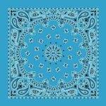 600pcs/Case, Western Paisley Bandana - Made in USA 100% Cotton, Light Blue, 22" x 22"