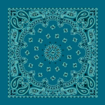12 pieces, Western Paisley Bandana - Made in USA 100% Cotton, Mirage Blue, 22" x 22"