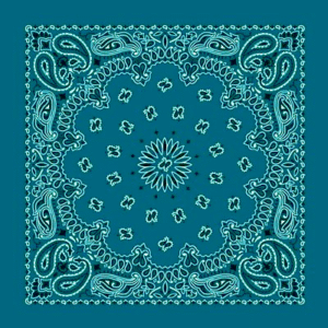 Western Paisley Bandana - Made In Usa , 22X22, 12 Pieces, Mirage Blue
