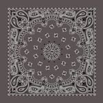 600pcs/Case, Western Paisley Bandana - Made in USA 100% Cotton, Charcoal Grey, 22" x 22"