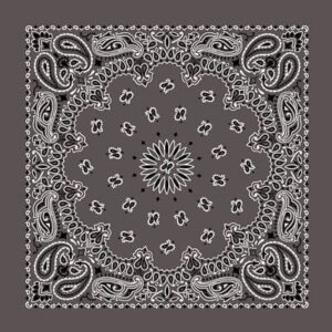Western Paisley Bandana - Made In Usa , 22X22, 600Pcs/Case, Charcoal Grey