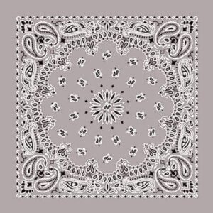 Western Paisley Bandana - Made In Usa , 22X22, 600Pcs/Case, Silver