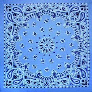 12 pieces, CM Western Paisley Bandanas in Bulk Imported 100% cotton, Chambray Blue, 22" x 22"