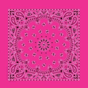 Western Paisley Bandana - Made In Usa , 35X35, 600Pcs/Case, Hot Pink