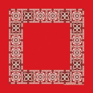 Open Center - Square Paisley Bandana Usa Made , 22X22, 1 Piece, Red