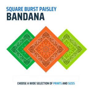 Square Burst Paisley Bandana Imported 100% Cotton
