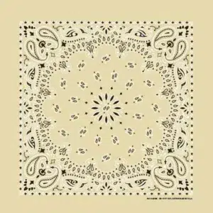 Western Paisley Bandana - Made In Usa , 22X22, 12 Pieces, Beige