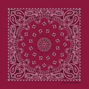 Western Paisley Bandana - Made In Usa , 22X22, 1 Piece, Burgundy / Wine