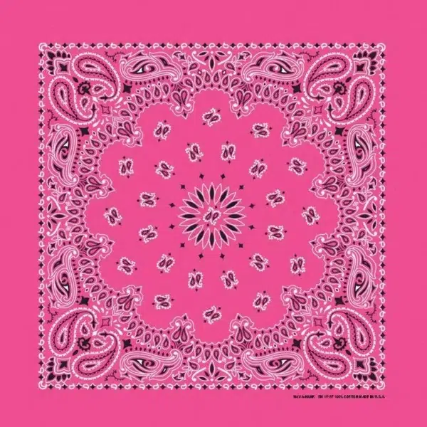 1 piece, Western Paisley Bandana - Made in USA 100% Cotton, Fuchsia, 22" x 22"
