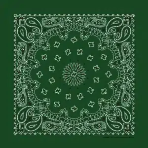 Western Paisley Bandana - Made In Usa , 22X22, 1 Piece, Hunter Green