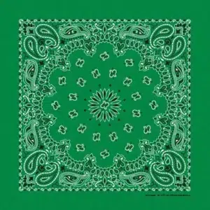 Western Paisley Bandana - Made In Usa , 22X22, 1 Piece, Kelly Green