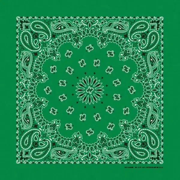 600pcs/Case, Western Paisley Bandana - Made in USA 100% Cotton, Kelly Green, 22" x 22"
