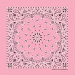 12 pieces, Western Paisley Bandana - Made in USA 100% Cotton, Light Pink, 22" x 22"