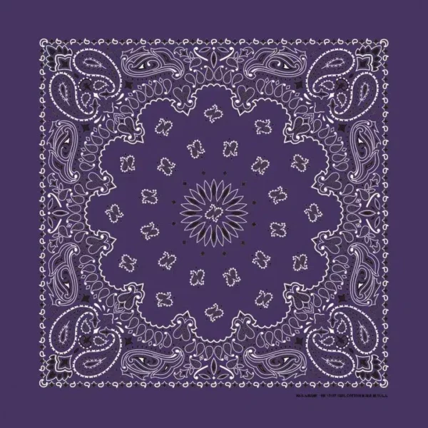 600pcs/Case, Western Paisley Bandana - Made in USA 100% Cotton, Grape / Purple / Plum, 22" x 22"