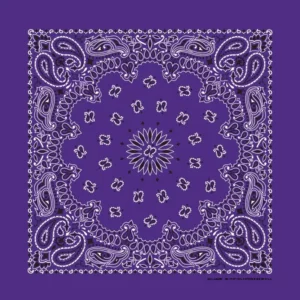 Western Paisley Bandana - Made In Usa , 22X22, 1 Piece, Purple / Grape