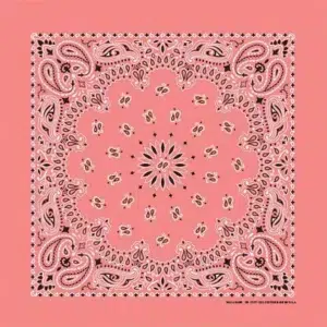 Western Paisley Bandana - Made In Usa , 22X22, 1 Piece, Strawberry