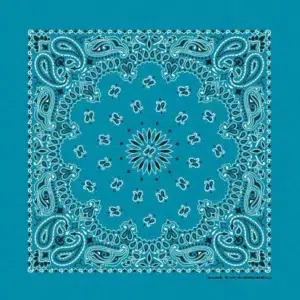 Western Paisley Bandana - Made In Usa , 22X22, 1 Piece, Turquoise