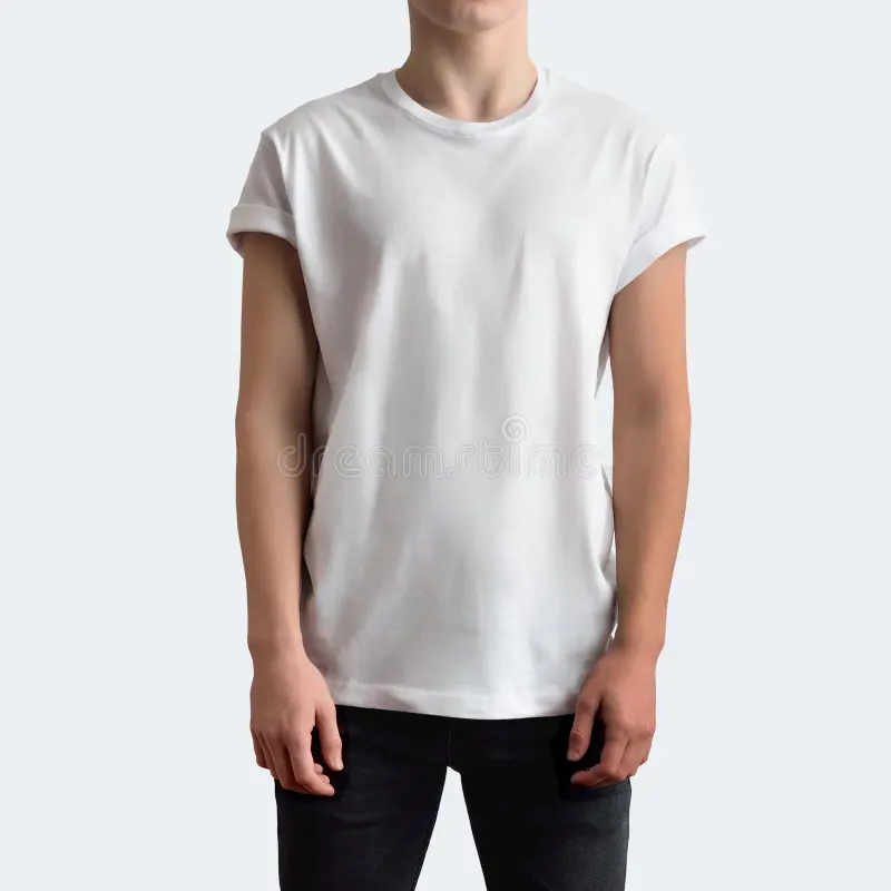 Fashion for Different Body Types: T-Shirts, Shirts, Hoodies & Jackets | Man wearing a slim-fit T-shirt that highlights a lean physique, with a tailored cut and crew neckline for a modern, flattering look