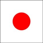 A red circle is centered on a plain white background symbolizing Japan's national flag. The flag is rectangular and primarily features the bold red circle.