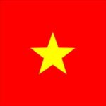 A red background features a large yellow five-pointed star centered in the middle representing the national flag of Vietnam often used in official contexts and symbolizing the country's identity and unity.
