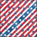Red and white diagonal stripes are interspersed with blue stars in a repetitive pattern  evoking a patriotic theme commonly associated with American symbols and imagery.
