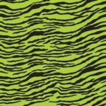 A vibrant green surface covered in irregular black stripes creates a pattern resembling animal skin in a modern and bold design. The overall effect is playful and eye-catching.