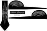 A black design features stylized eagle graphics and intricate line work. The text "Ride Forever" is prominently displayed in the center  with additional design elements framing the edges.